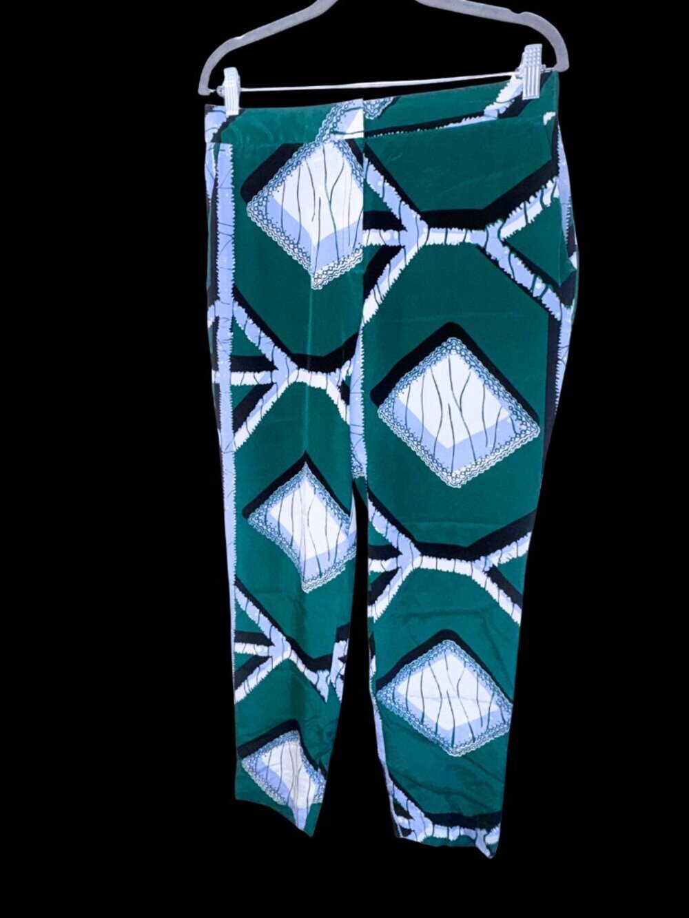 VINTAGE By Malene Birger Silk-Like Geometric Print Pattern Pant Trousers size 38
